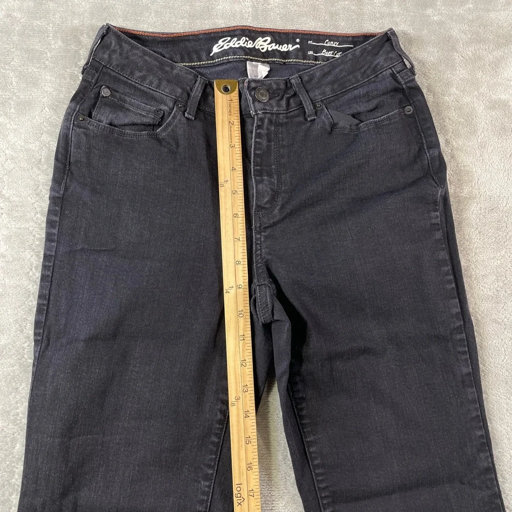 Eddie Bauer Jeans Curvy Womens 8‎ Black Boot Cut Stretch Denim Mid Rise Outdoor